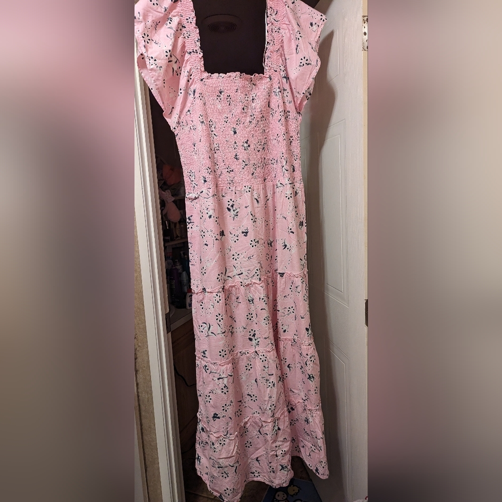 NWT Pink smocked tiered dress new with tags, Golden globe clothing